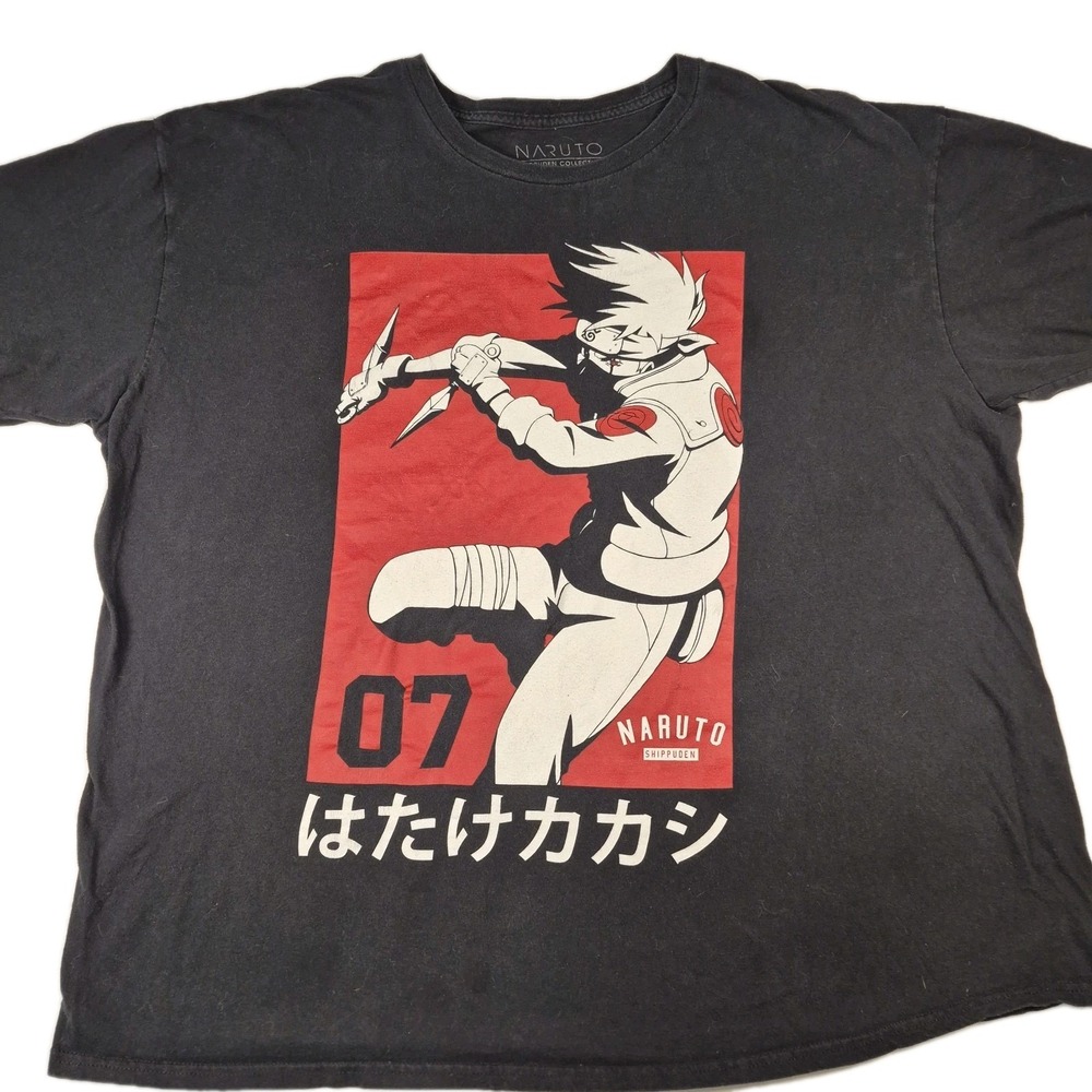 2007 Naruto Shippuden Kakashi Hatake Team 07 Blk Mens T-Shirt Anime Pop Culture